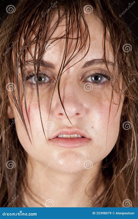 Woman Wet Hair Serious Stock Image Image Of Hard Person 25398079
