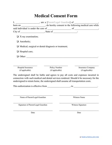 Medical Treatment Authorization And Consent Form Download Medical 219