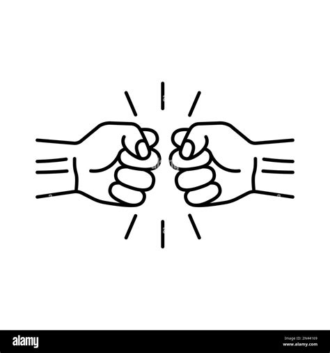 Fist Linear Icon Punch Icon Fists Bumping Struggle Logo Vector