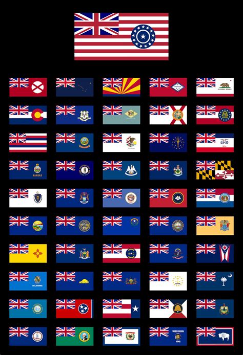 Every Us State Flag In The Style Of The British Colonial Ensign A Z