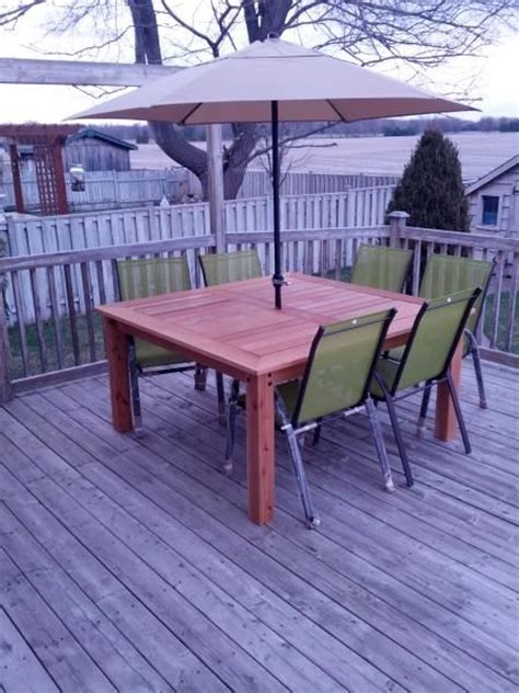 Cedar patio set plans download free plans and do it yourself guides. Cedar Patio Table | Do It Yourself Home Projects from Ana White | Outdoor Furniture Tutorials ...