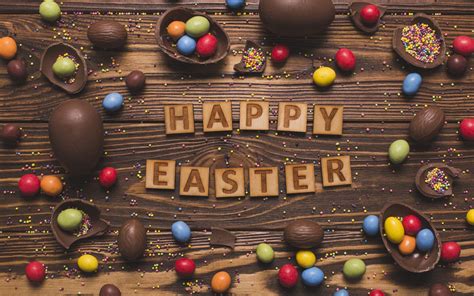 Wallpaper Happy Easter Colorful Eggs Chocolate 3840x2160 Uhd 4k