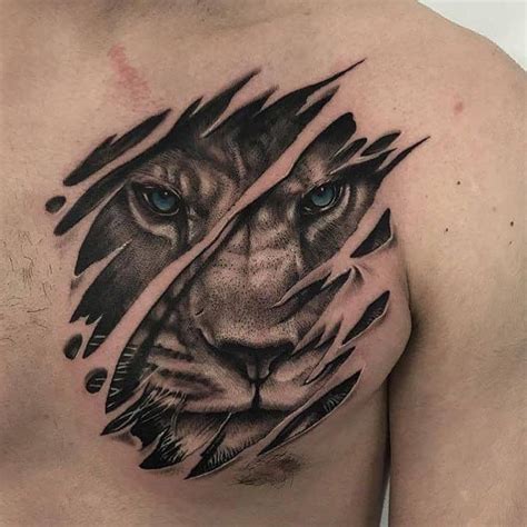 Chest Piece Tattoo Mens Lion Chest Tattoo Mens Lion Tattoo Cool