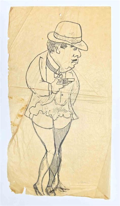 Mino Maccari Figures Original Drawing By Mino Maccari Mid 20th Century At 1stdibs