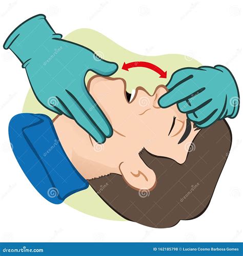 First Aid Mouth Breathing Ventilation For Unconscious Man Cartoon