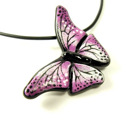 mz glass glass butterfly pendant violet