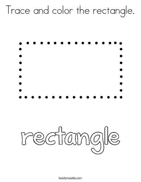 Trace And Color The Rectangle Coloring Page Twisty Noodle Shape