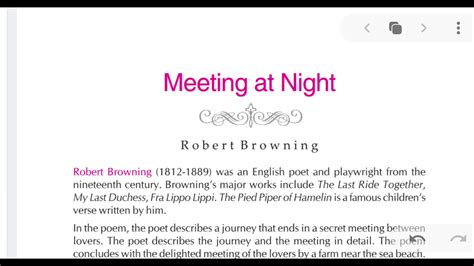 Meeting At Night Class Xi English Poem Wbcse Youtube