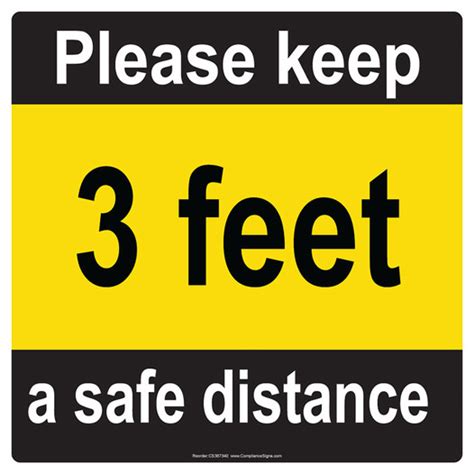 Social Distancing Floor Label Please Keep Safe Distance 3 Ft Yellow