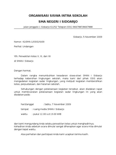 Namun tentu saja ada banyak hal yang harus dipersiapkan dan anda pun bisa menggunakan surat undangan rapat di bawah ini untuk mengundang para anggota osis yang lainnya. contoh surat dinas osis - wood scribd indo