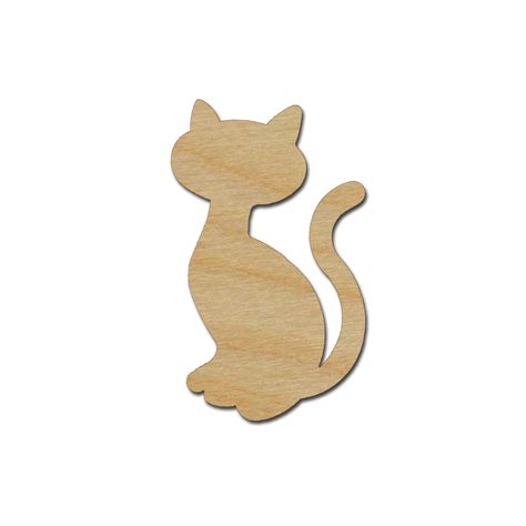 Cat Shape Unfinished Wood Cutouts Animal Crafts Variety of Sizes ...