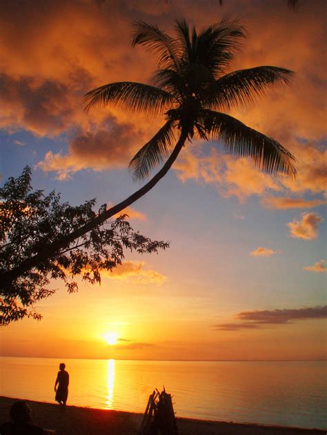 Fijian Sunset Beautiful Fiji Wonders Of The World Destination