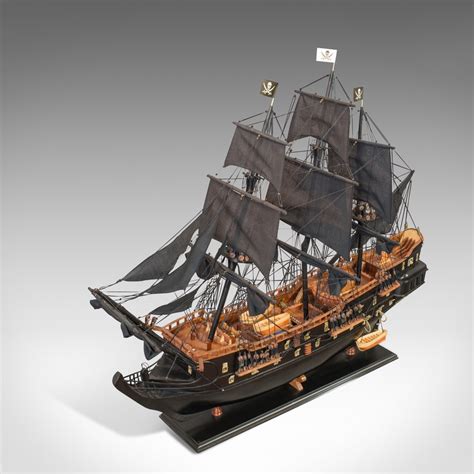 Antiques Atlas Large Model Black Pearl Pirate Ship Mahogany