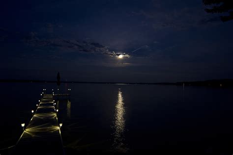 Dock On Mullett Lake At Night Dock Over Mullett Lake In