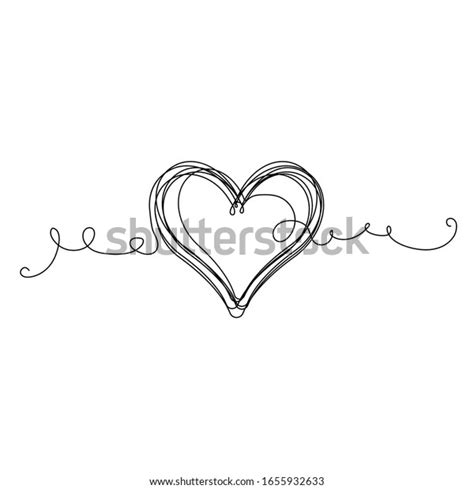 Continuous Thin Line Heart Vector Illustration Stock Vector Royalty
