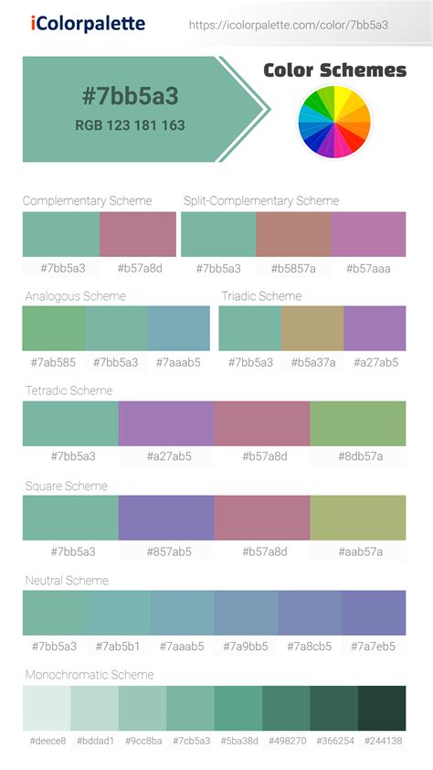 Pantone 15 5711 Tcx Dusty Jade Green Color Hex Color Code 7bb5a3