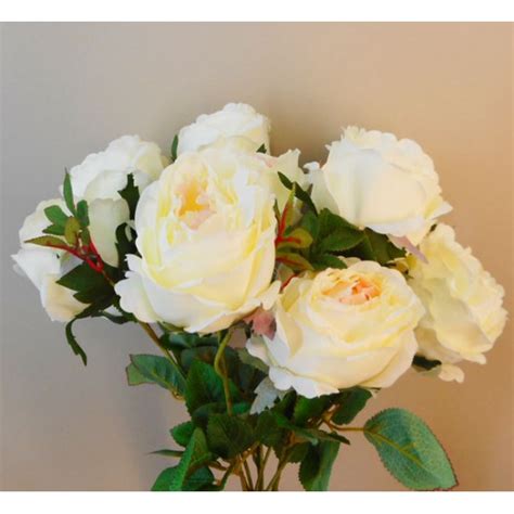 Bunch Of Artificial Peony Flowers Cream 50cm Artificial Flowers