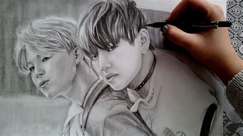 방탄소년단 BTS VMin 뷔민 (TaeHyung & JiMin) Speed drawing K-pop ... So it has different painting style.