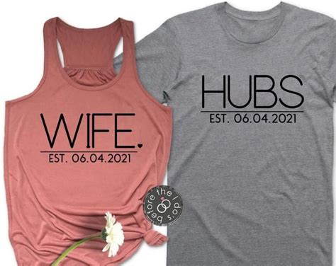 wife and hubs est year flowy racerback tank and t shirt set etsy newly married just married