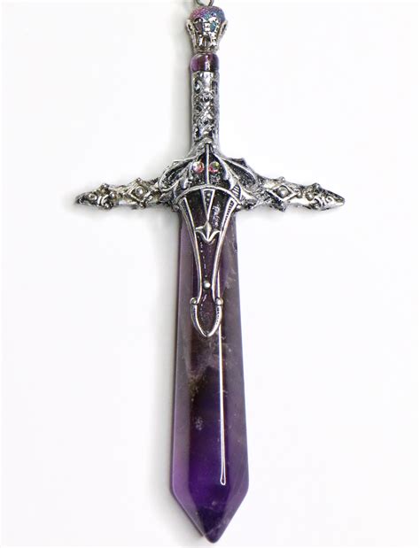 Crystal Sword Necklace Elven Amethyst