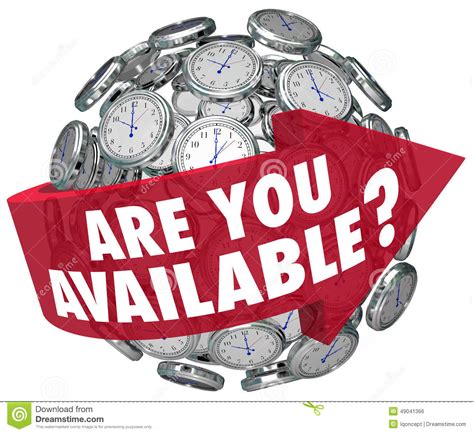 Are You Available Question Clocks Schedule Meeting Request Time Stock Illustration - Image: 49041366