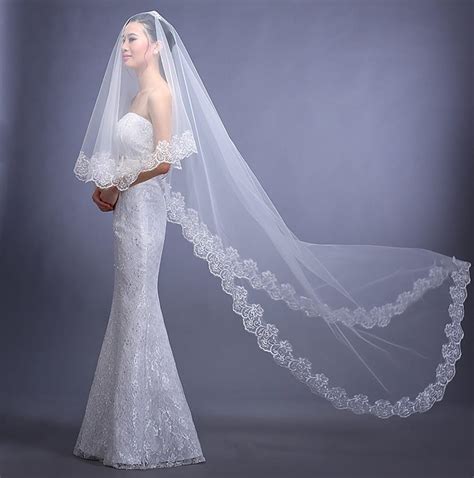 Elegant Appliques Tulle Meters Long Wedding Veil Uniqistic Com
