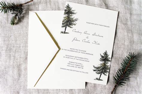 Pine Tree Wedding Invitation Suite Rustic Wedding Invitation Etsy