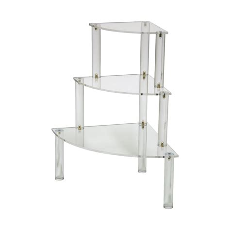 three tier acrylic corner shelf buy acrylic displays shop acrylic pop displays online