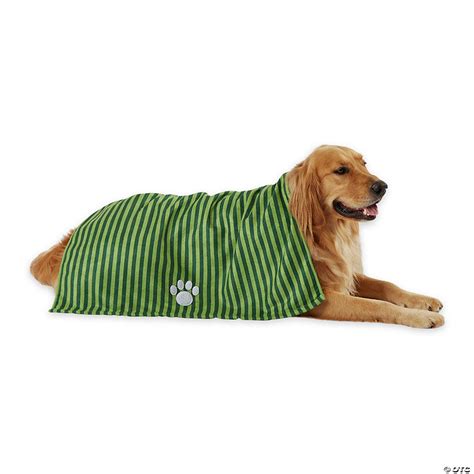 Hunter Green Stripe Embroidered Paw Pet Towel Oriental Trading