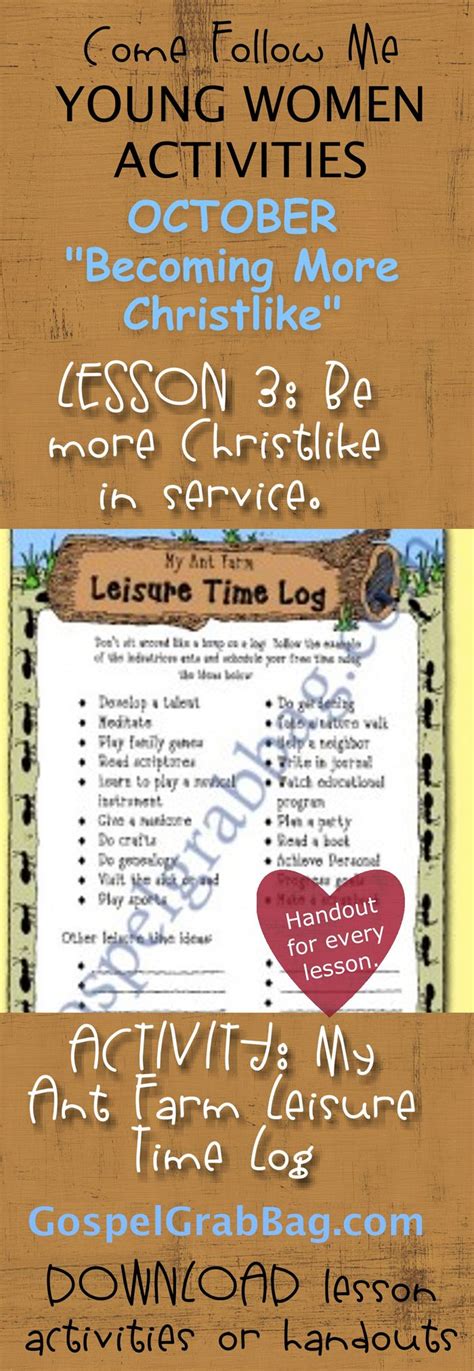 My Ant Farm Leisure Time Log Activity For October Young Women