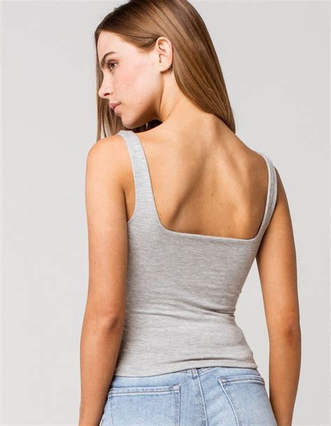 rsq square neck womens heather grey tank top in 2020 grey tank top