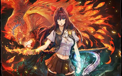 You can also upload and share your favorite anime 1440x900 wallpapers. Download Wallpaper 1440x900 Anime girl Phoenix Flame HD Background