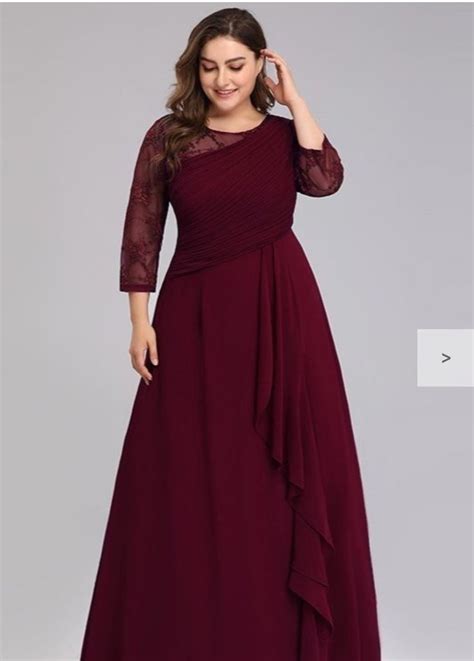 Long Sleeve Plus Size Prom Dress With Lace Long Chiffon Evening Gowns