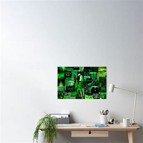 Neon Green Aesthetic Collage Poster By Shaynarez Redbubble