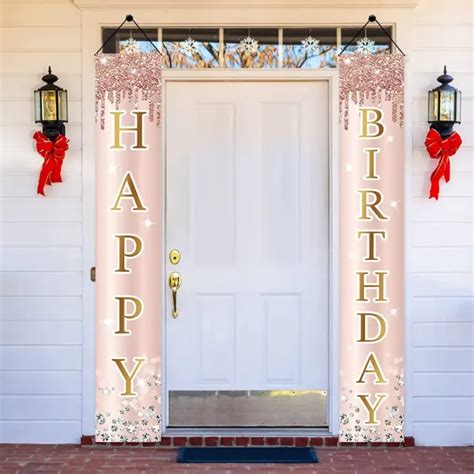 Happy 21st Birthday Door Banner Backdrop Decorations For Women Pink Rose Gold 2 1881 Picclick