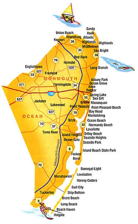 Map Of Jersey Shore Beaches World Map
