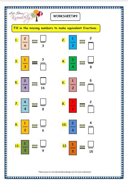 Do some more examples of equivalent fractions and hopefully it'll it'll hit the point home let me erase this why isn't it letting me erase something is okay let me see erase let me just a regular mouse okay good good good sorry for that so. Grade 3 Maths Worksheets: (7.5 Equivalent Fractions | 3rd ...