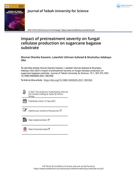 PDF Impact Of Pretreatment Severity On Fungal Cellulase Production On Sugarcane Bagasse Substrate