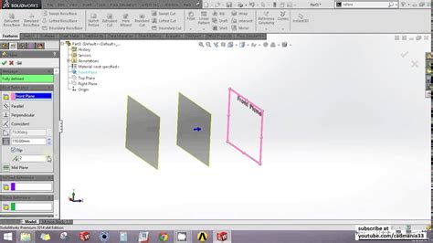 Solidworks How To Insert A New Plane Solidworks Tutorial Youtube