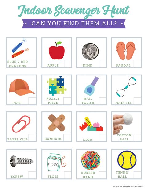 This set of scavenger hunts will encourage your kids to find things around the house, including some of their toys—which keep your kids busy and get some insight on your own inventory of items with this scavenger hunt, which has your children count how many of. FREE 2-Page PDF Printable Indoor Scavenger Hunt for Kids