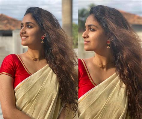 Onam 2020 Keerthy Suresh In A Traditional Saree South India Fashion