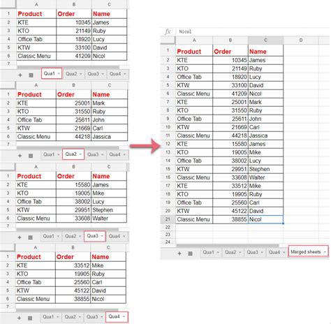 Combine Multiple Excel Worksheets Into One Sheet Free Printable