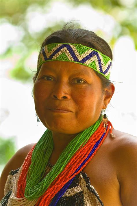 Embera Indian Women In Native Costume At The Ellapuru Village On The Chagres River In Soberania