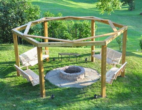 You can have a swing set around your fire pit. Porch Swing Fire Pit DIY - Homestead & Survival