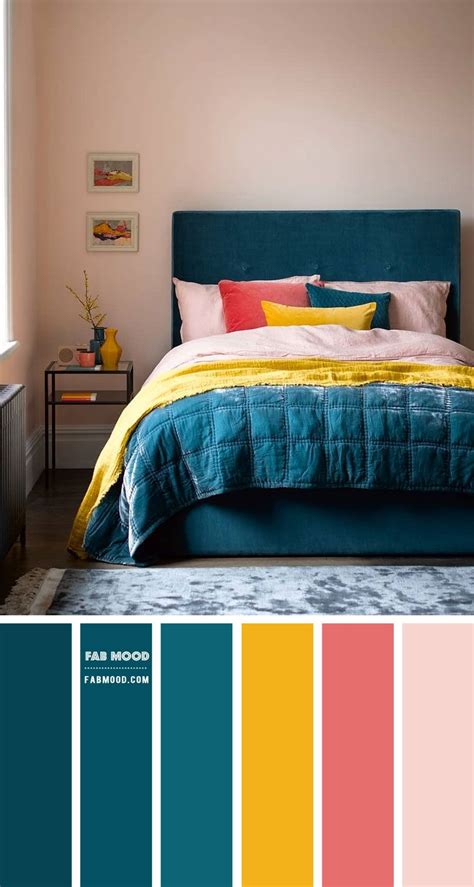 Deep Turquoise And Pink Colour Scheme This Boho Bedroom Colour Palette