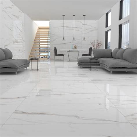 Calacatta Gold Gloss Marble Effect Porcelain Floor Tile