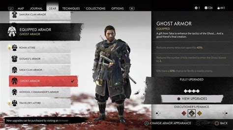 Jin notes that the armor is designed in a way to enhance the tactics of the ghost. Ghost of Tsushima for PS4: List of all outfits and armor ...