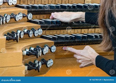 Close Up Of Female Hands Playing A Pipe Organ Stock Image Image Of