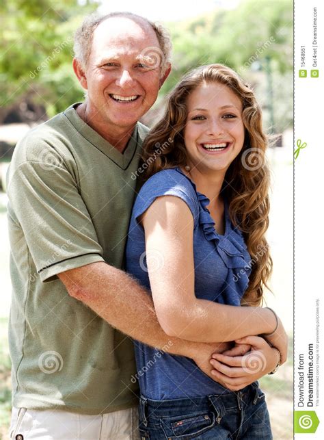 Aged Father Embracing Her Daughter Stock Image Image Of Grandfather
