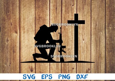 Soldier Kneeling At Cross Silhouette Picture Svg Png Eps Etsy Australia